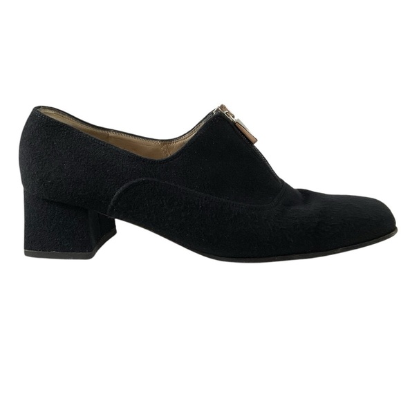 Salvatore Ferragamo Shoes - Salvatore Ferragamo Black Pony Hair Square Toe Block Heels Size 9 Made in Italy